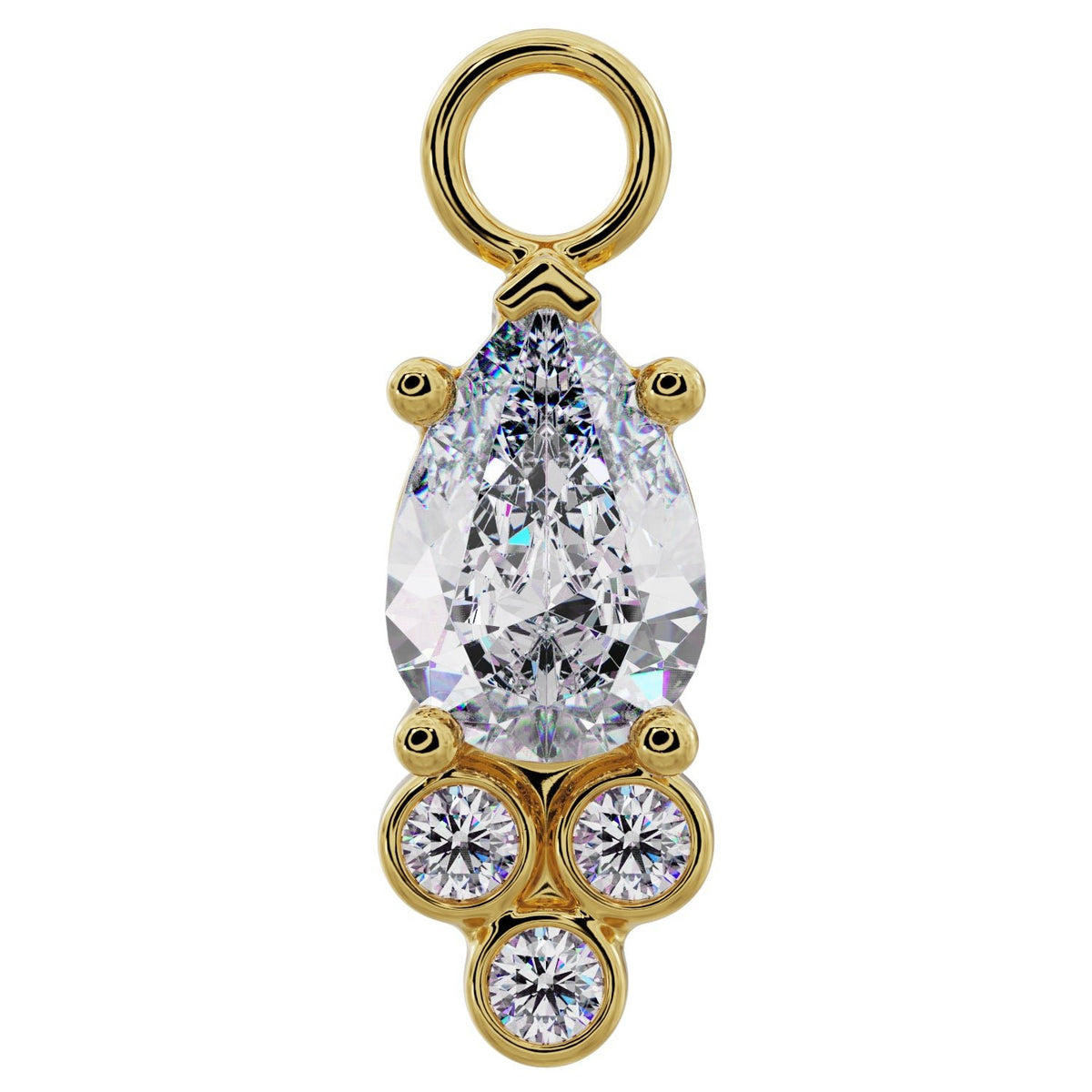 Pear with Tiny Diamonds Charm Accessory for Piercing Jewelry