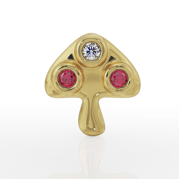 Diamond and Ruby Mushroom Push Pin End