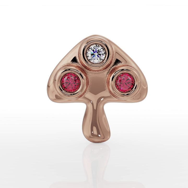 Diamond and Ruby Mushroom Push Pin End