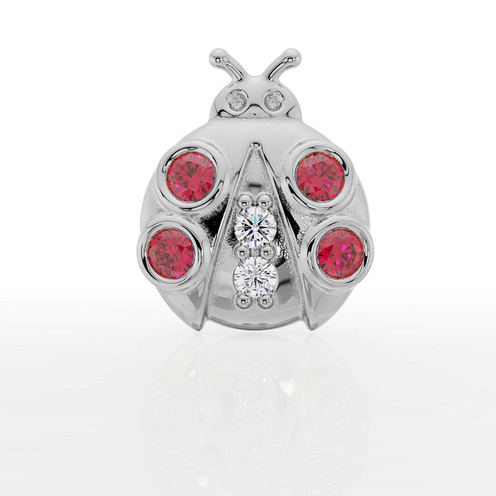 Ladybug Push Pin End - 14k White Gold