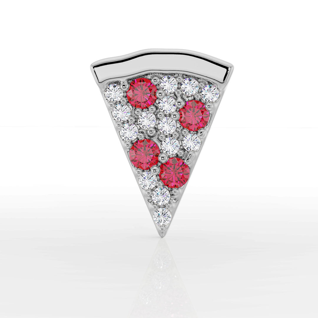 Diamond Pizza Push Pin End - White Gold