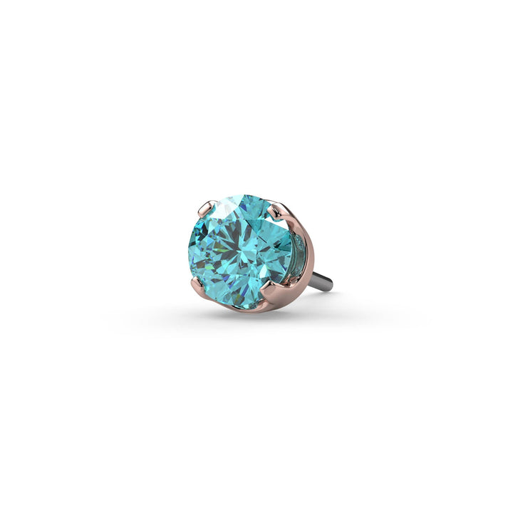 2mm Aqua Diamond Prong Flat Back Stud