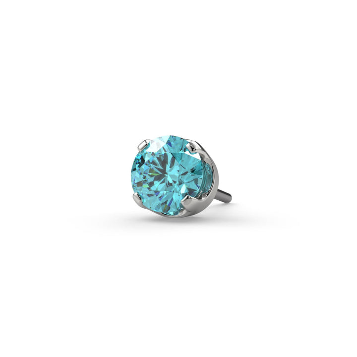 2mm Aqua Diamond Prong Flat Back Stud