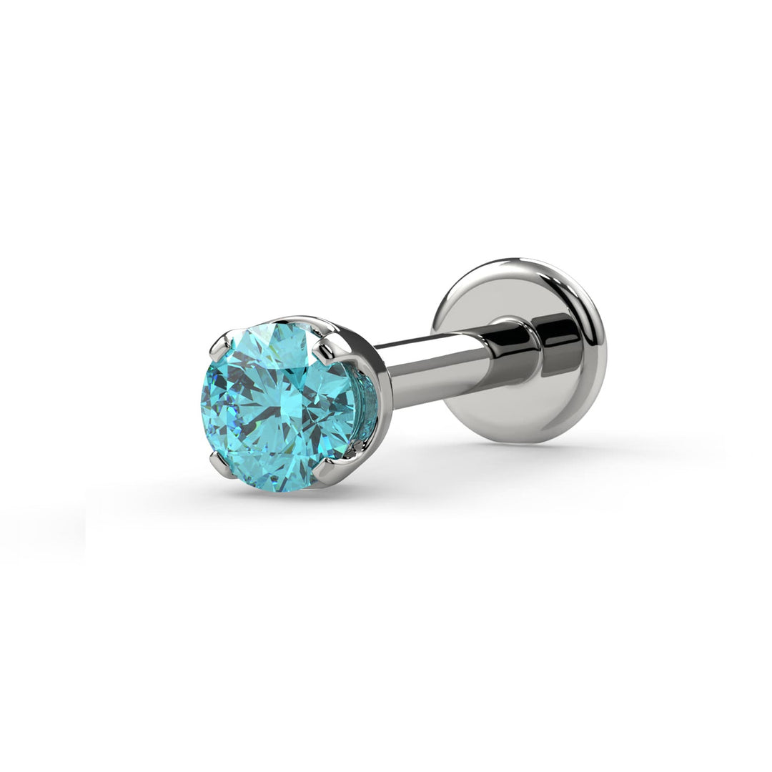 2mm Aqua Diamond Prong Flat Back Stud