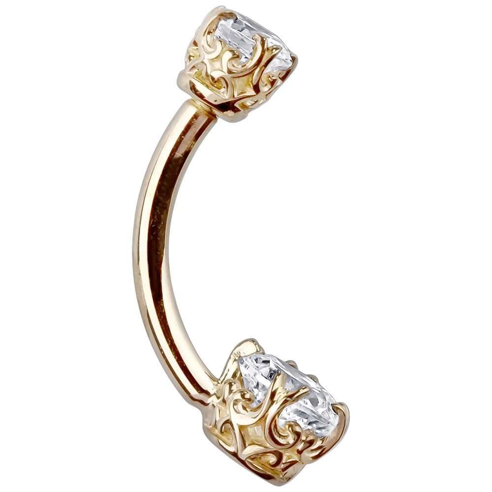 Diamond Filigree 14K Gold Navel Ring