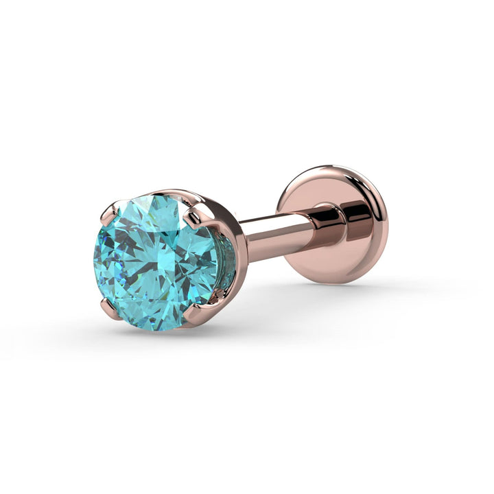 2.5mm Aqua Diamond Prong Flat Back Stud