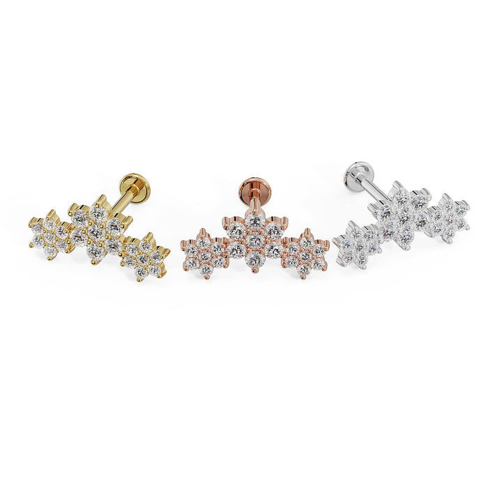 Triple Flower Flat Back Stud