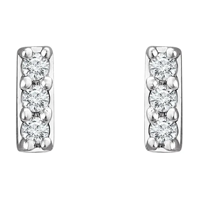 Dainty Diamond Bar Earrings