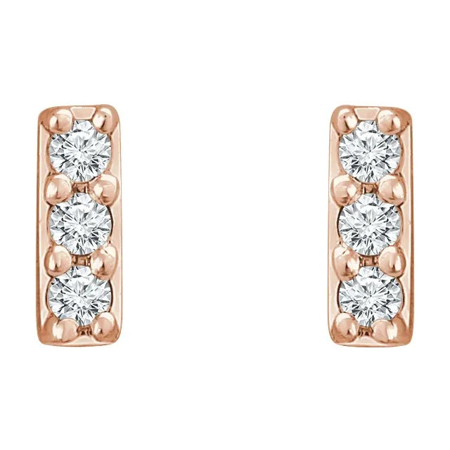 Dainty Diamond Bar Earrings