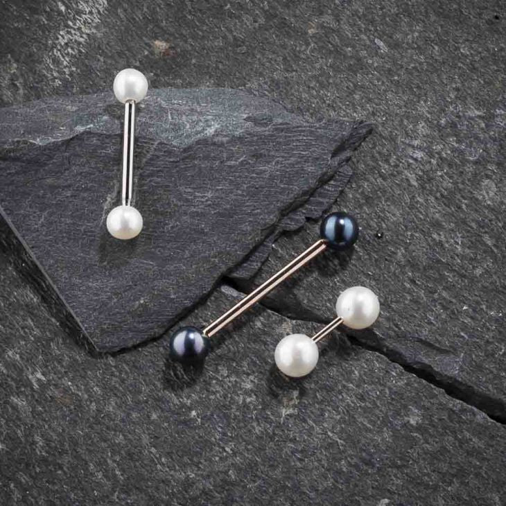 Pearl Straight Barbell Nipple Ring Gift Set