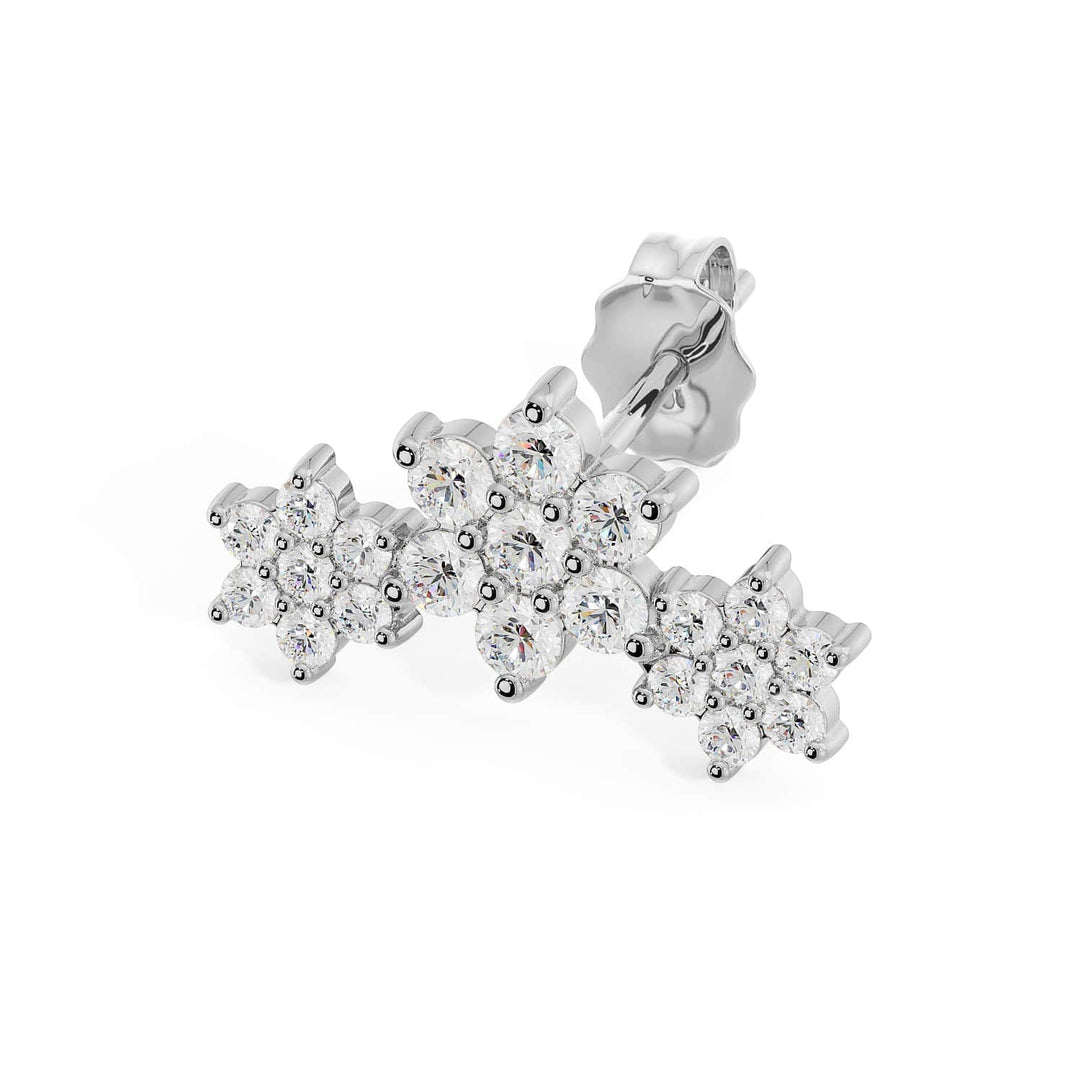 Triple Flower Lobe Earring