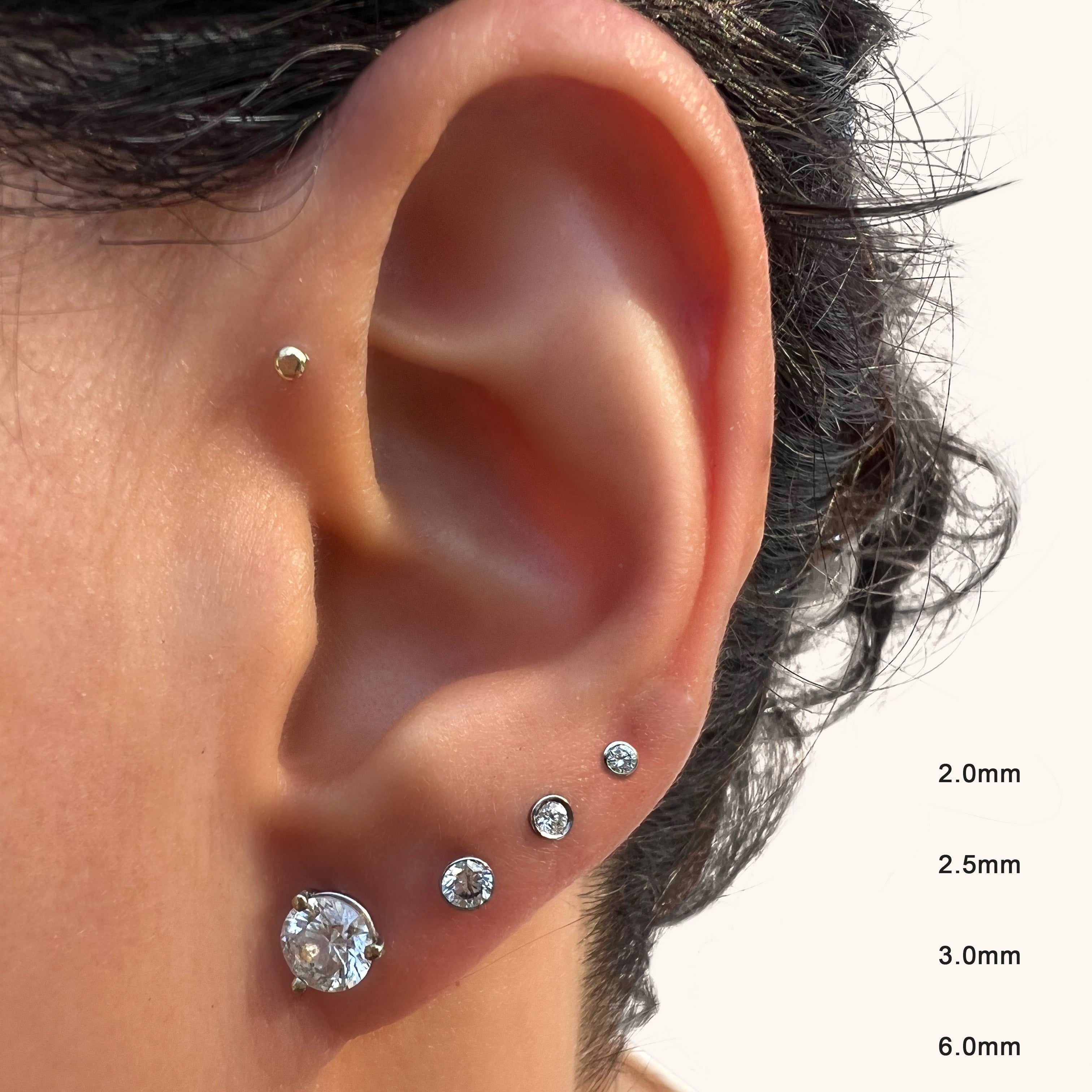 Small Genuine Diamond Stud Earrings / 2.5mm Natural Tiny Diamond