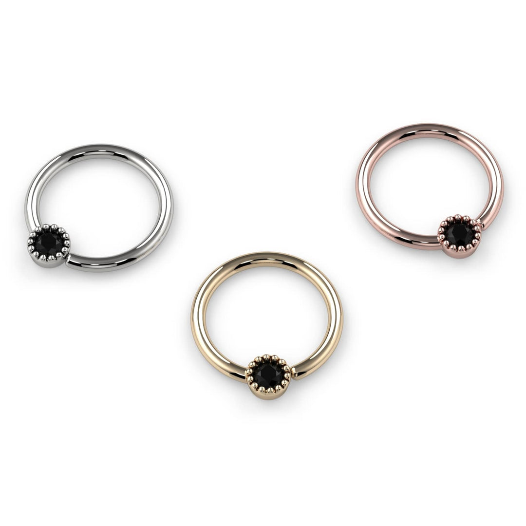 Black Diamond Perlagé Fixed Bead Ring