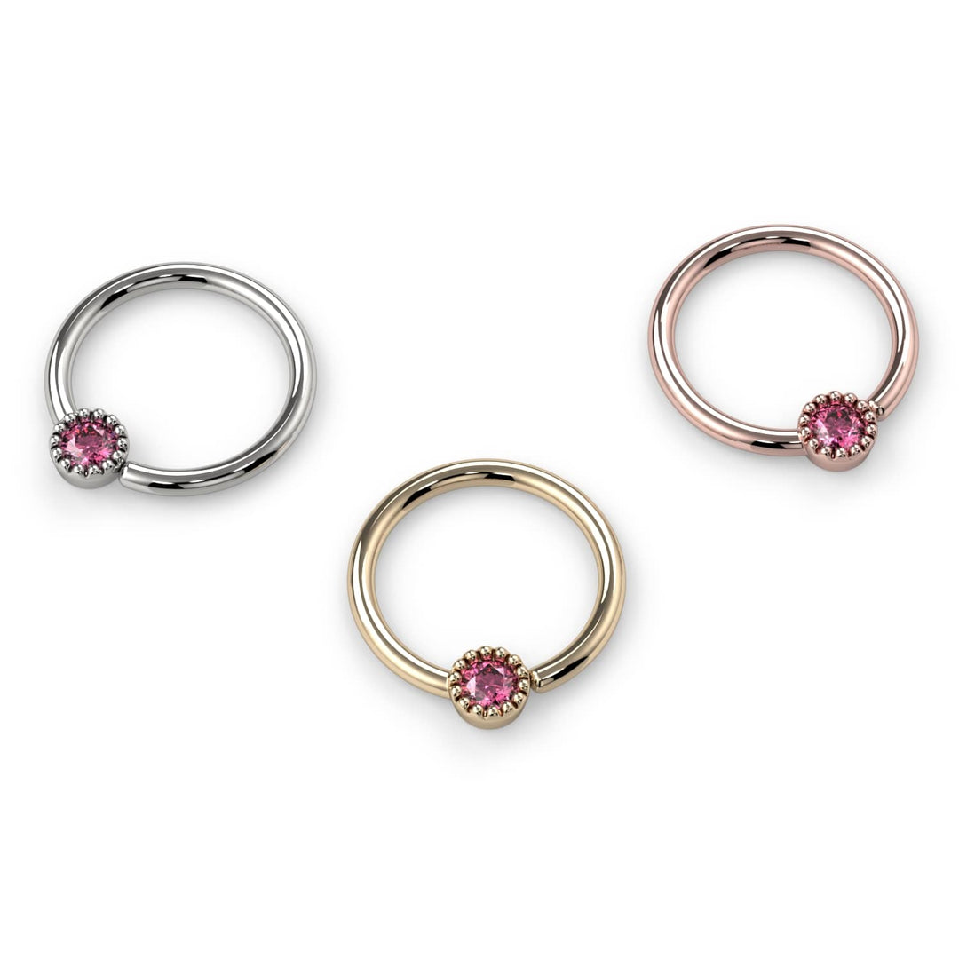 Pink Diamond Perlagé Fixed Bead Ring