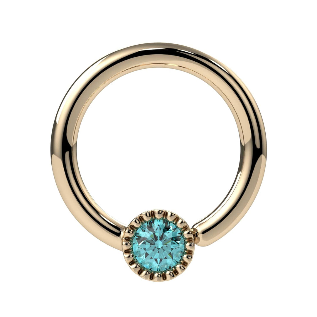 Aqua Diamond Perlagé Fixed Bead Ring