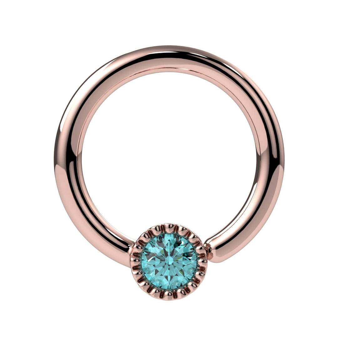 Aqua Diamond Perlagé Fixed Bead Ring