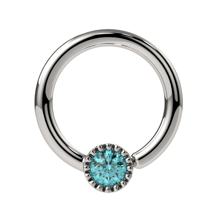 Aqua Diamond Perlagé Fixed Bead Ring