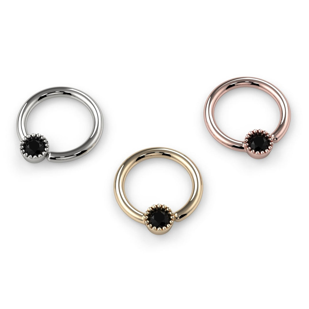 Black Diamond Perlagé Fixed Bead Ring