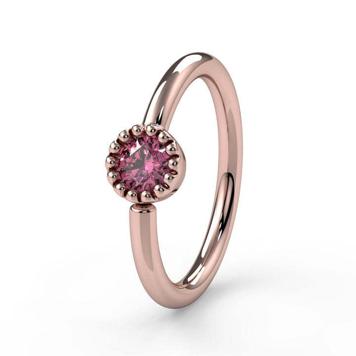 Pink Diamond Perlagé Fixed Bead Ring Side Facing