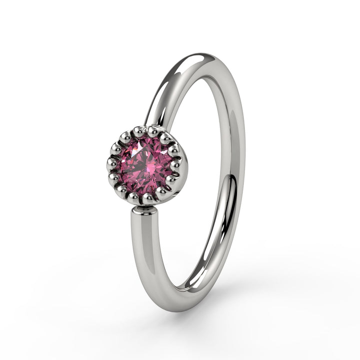 Pink Diamond Perlagé Fixed Bead Ring Side Facing