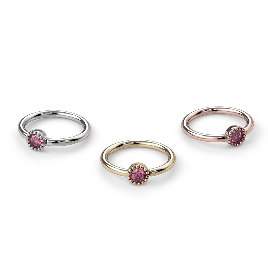 Pink Diamond Perlagé Fixed Bead Ring Side Facing