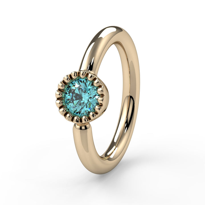 Aqua Diamond Perlagé Fixed Bead Ring Side Facing