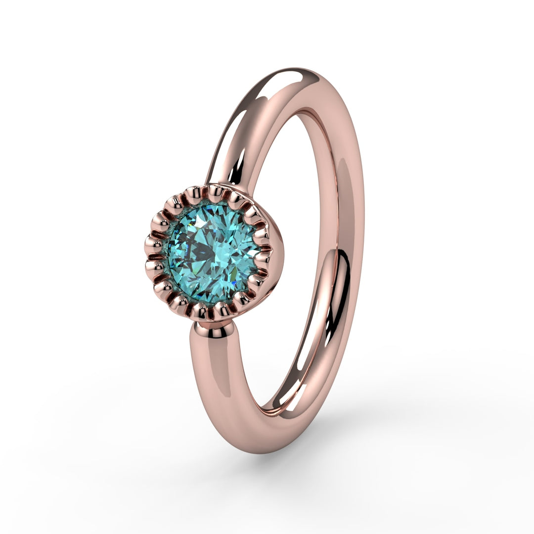 Aqua Diamond Perlagé Fixed Bead Ring Side Facing