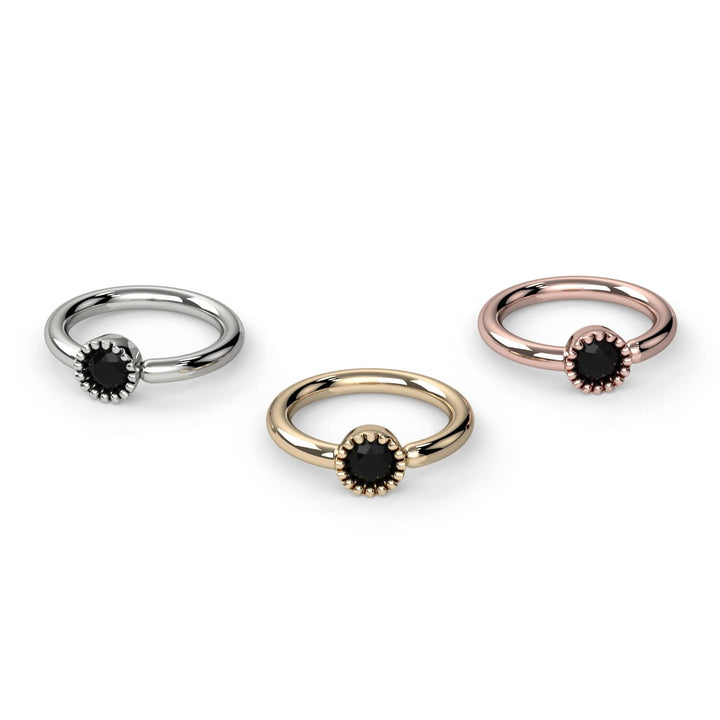 Black Diamond Perlagé Fixed Bead Ring Side Facing