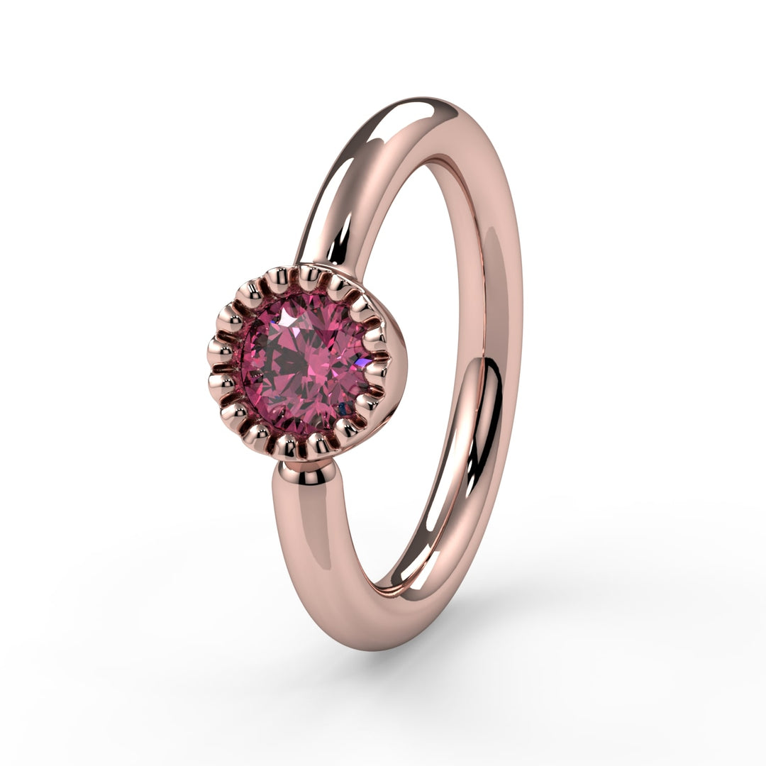 Pink Diamond Perlagé Fixed Bead Ring Side Facing