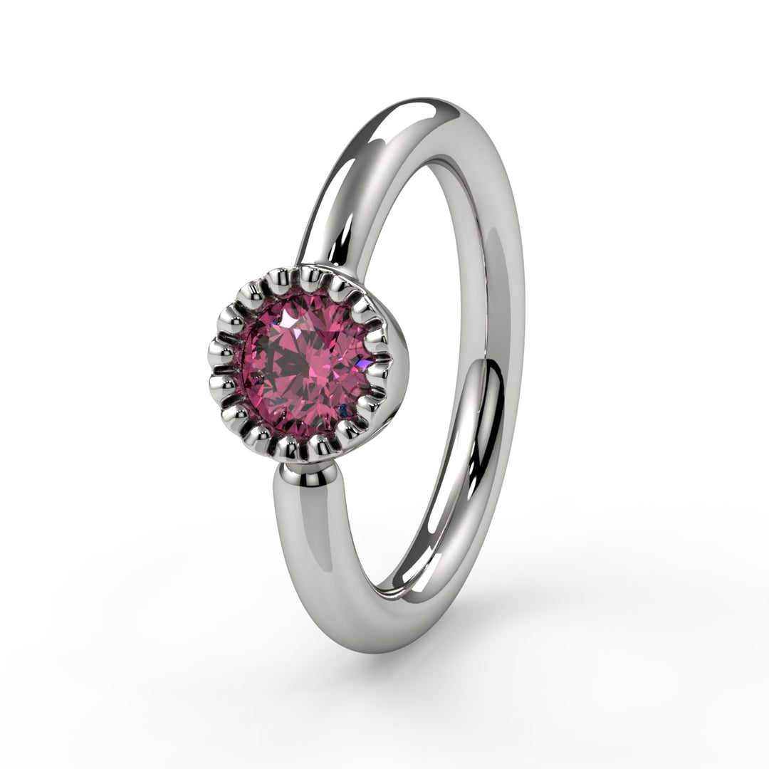 Pink Diamond Perlagé Fixed Bead Ring Side Facing