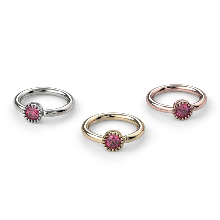 Pink Diamond Perlagé Fixed Bead Ring Side Facing