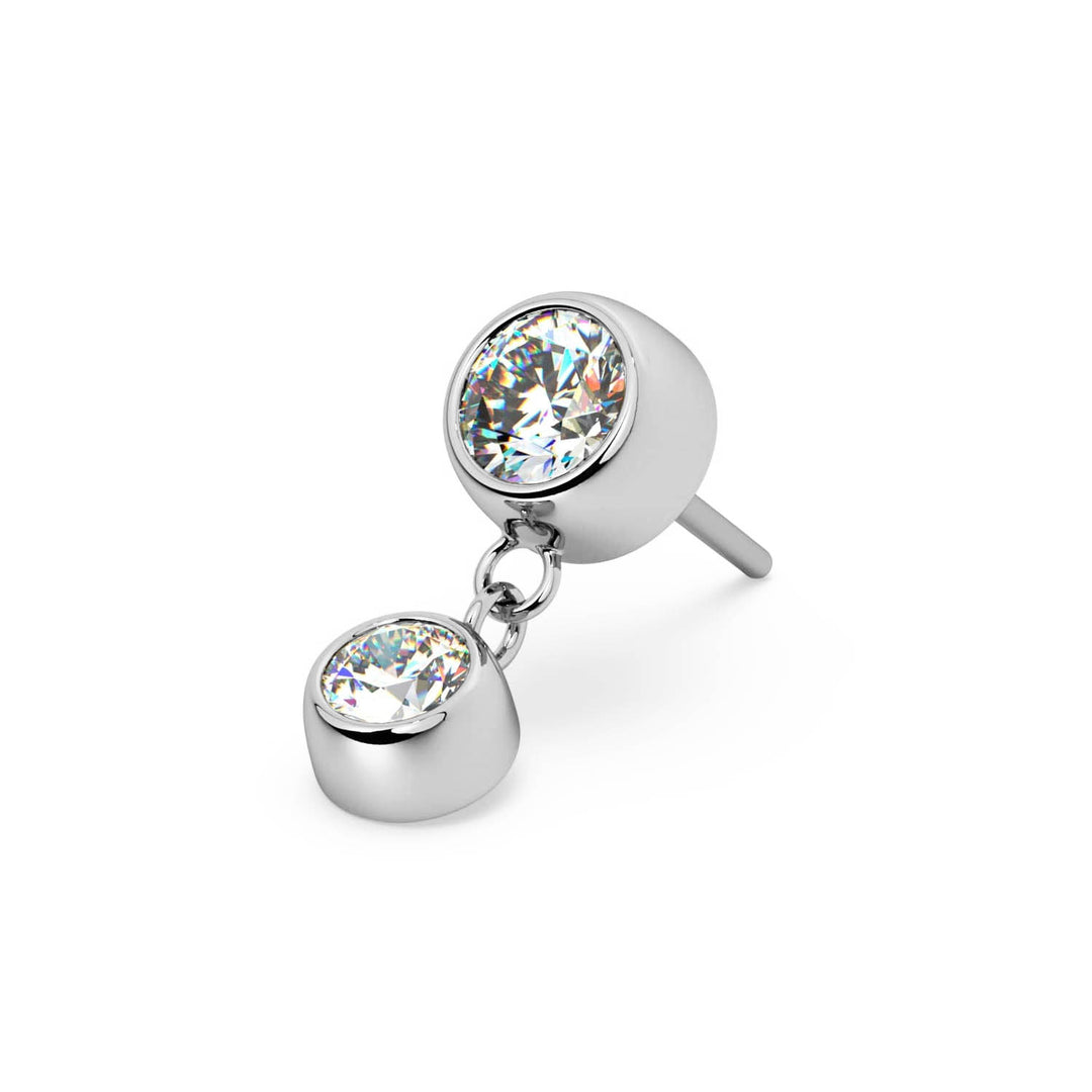 Bezel Gem Dangle Piercing Stud End