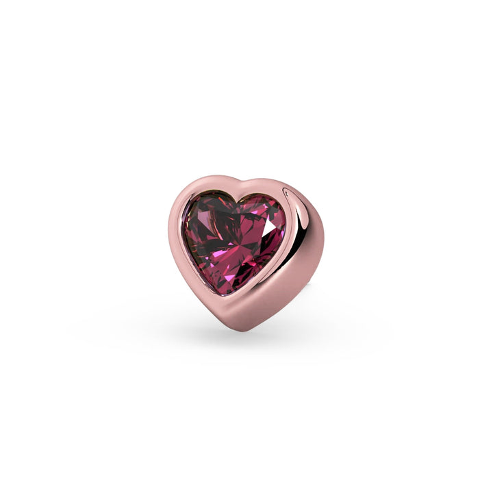 Rhodolite Garnet Heart Flat Back Stud