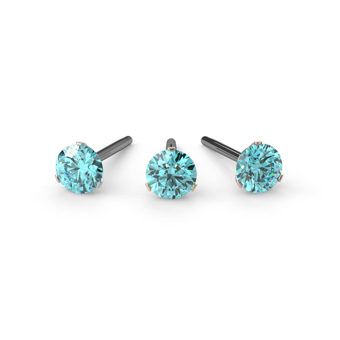 Aqua Diamond Lumina 3-Prong Piercing Stud End