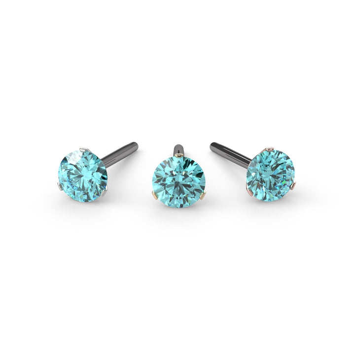 Aqua Diamond Lumina 3-Prong Piercing Stud End