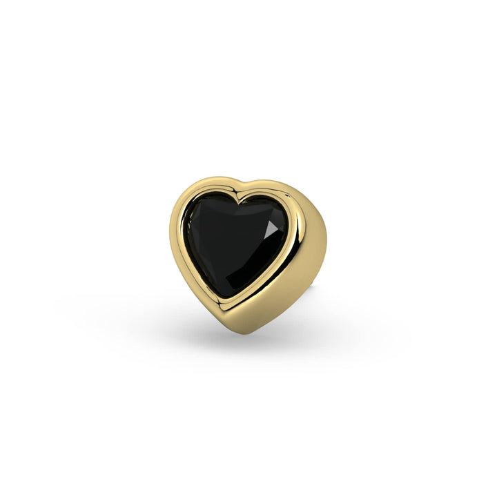 Onyx Heart Flat Back Stud