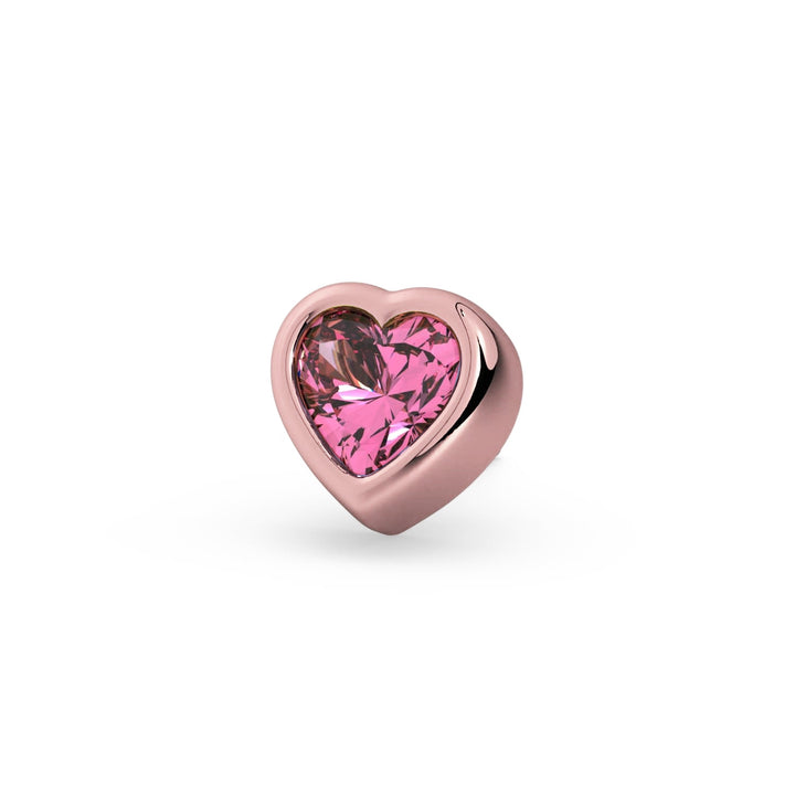 Pink Sapphire Heart Flat Back Stud