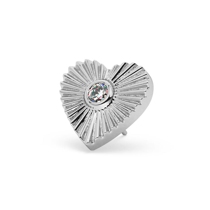 Sunburst Diamond Heart Flat Back Stud