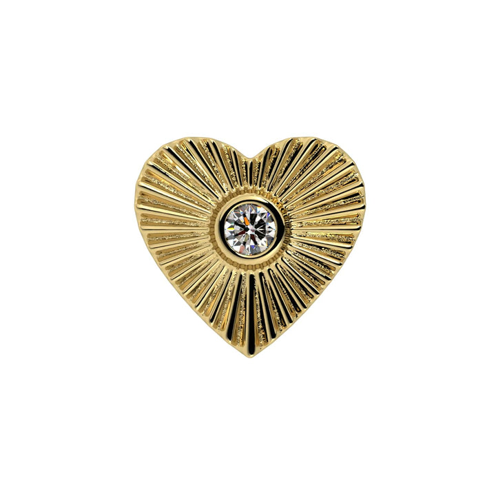 Sunburst Heart Diamond Piercing Stud End