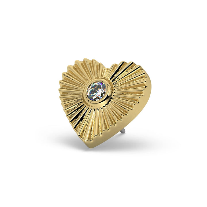 Sunburst Diamond Heart Flat Back Stud