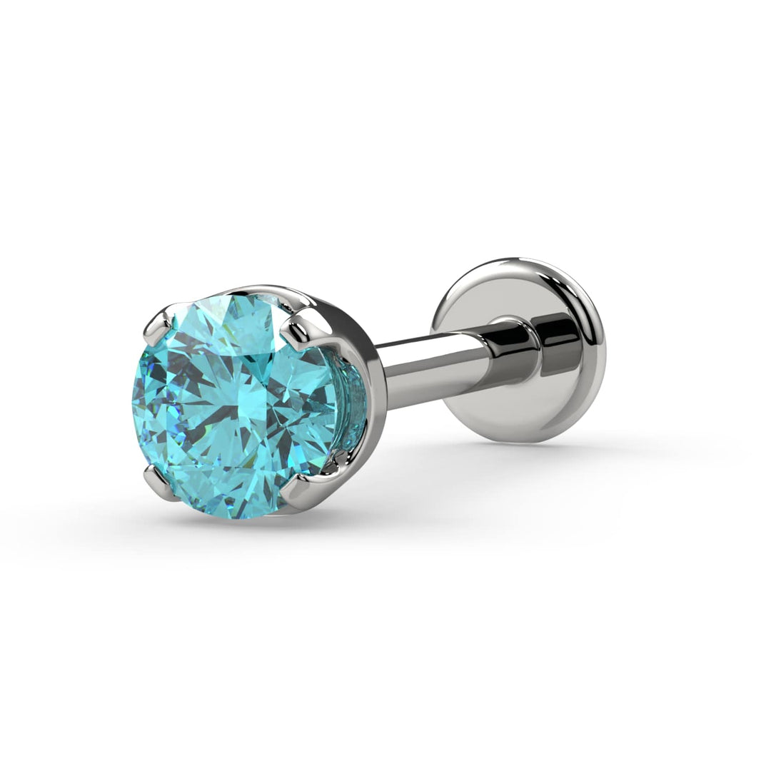 3mm Aqua Diamond Prong Flat Back Stud