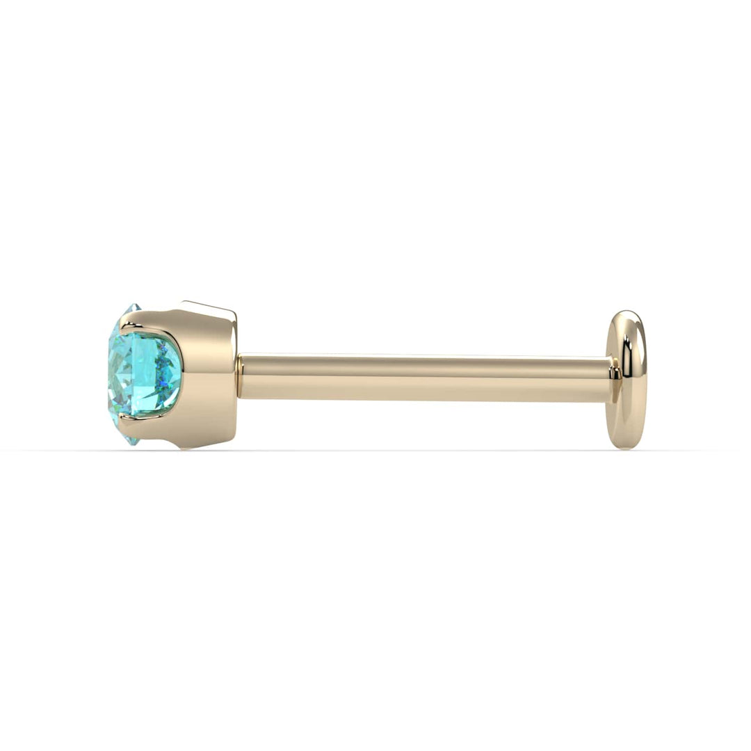 3mm Aqua Diamond Prong Flat Back Stud