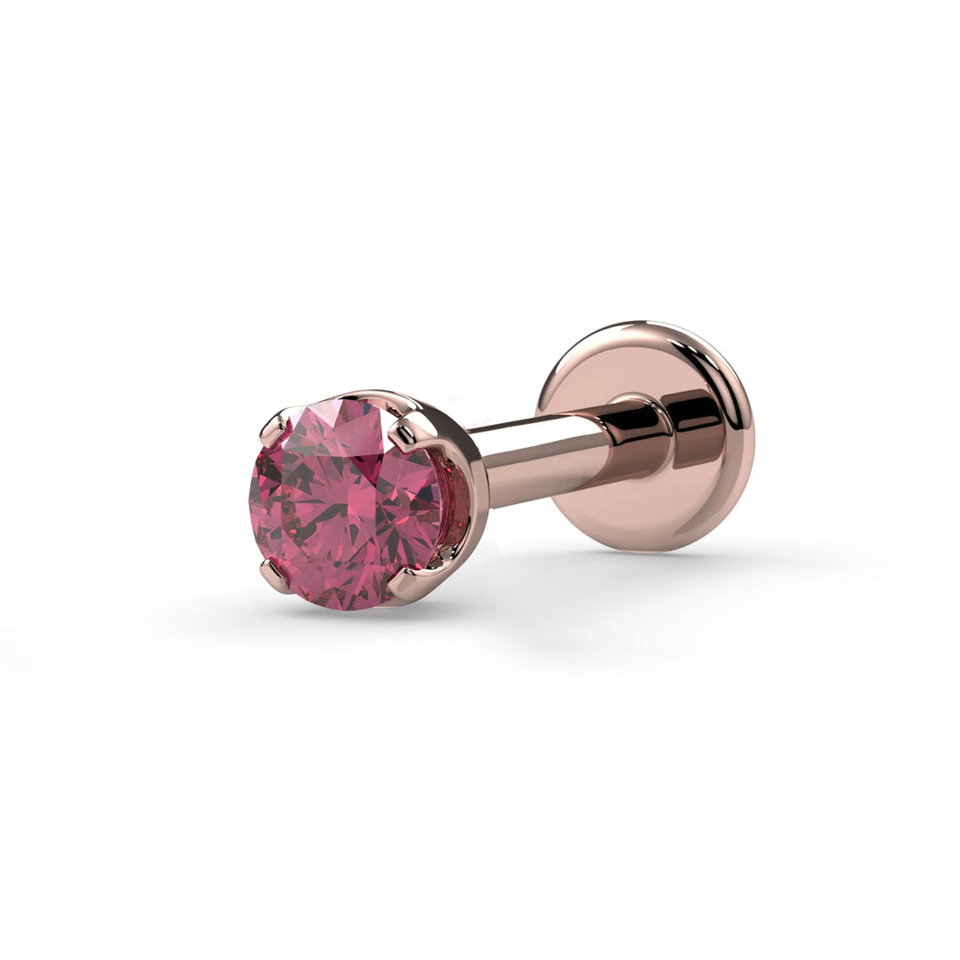 2mm Pink Diamond Prong Flat Back Stud