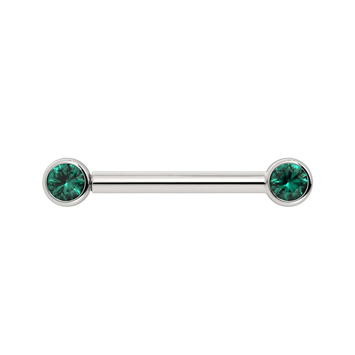 3mm Emerald Bezel 14K Gold Nipple Barbell