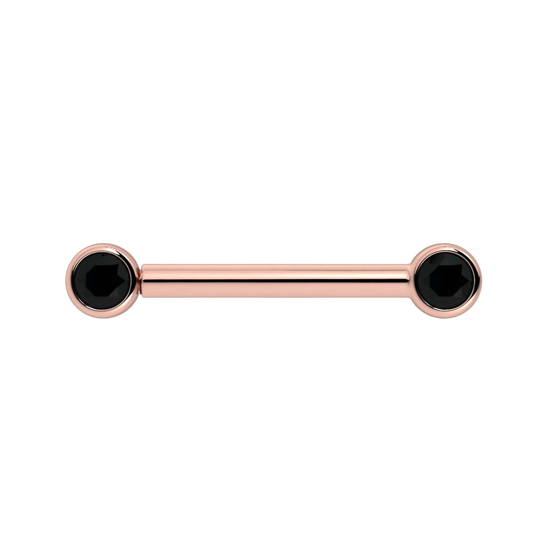 3mm Black Diamond Bezel 14K Gold Nipple Barbell