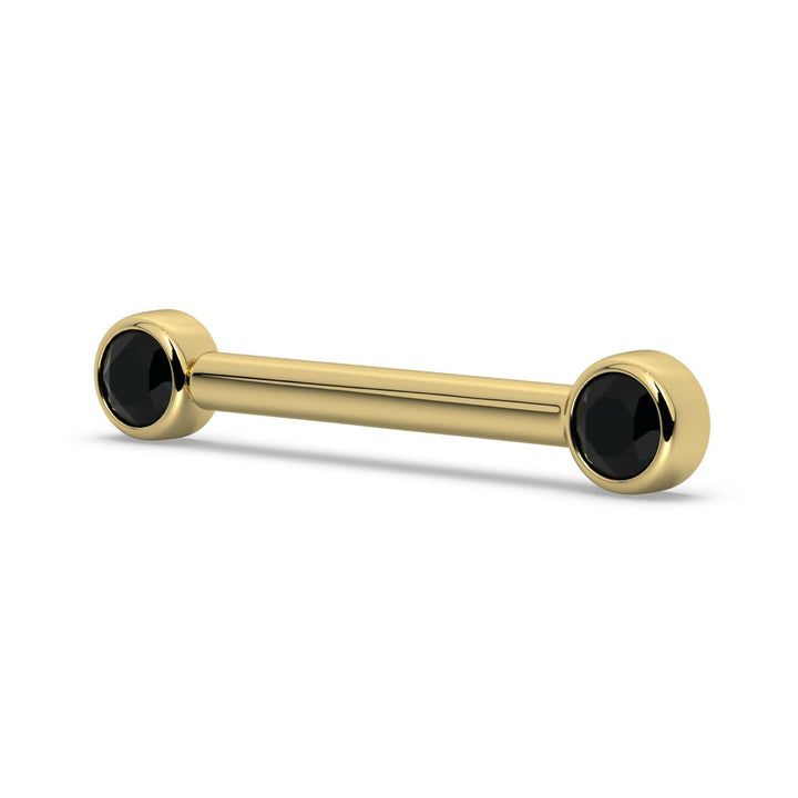 3mm Black Diamond Bezel 14K Gold Nipple Barbell