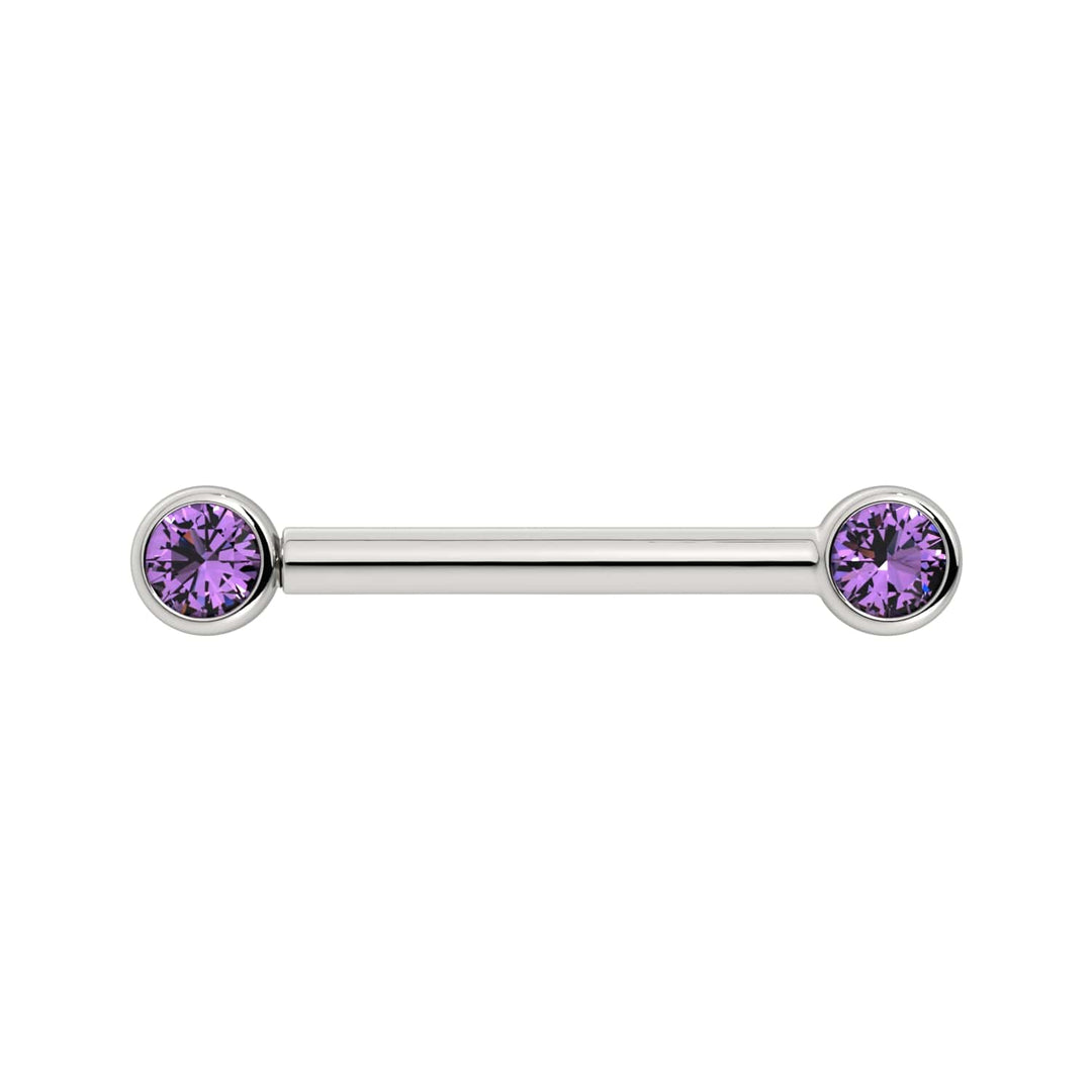 3mm Amethyst Bezel 14K Gold Nipple Barbell