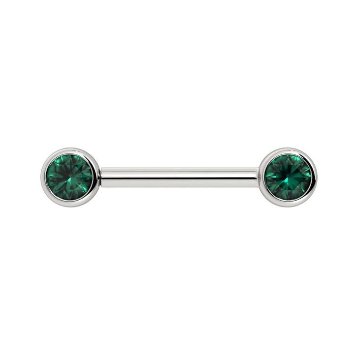 4mm Emerald Bezel 14K Gold Nipple Barbell