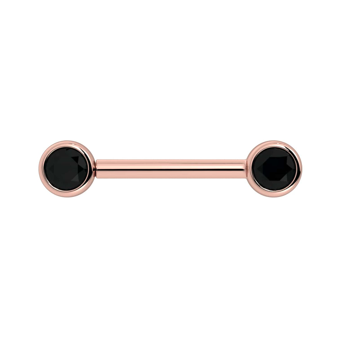 4mm Black Diamond Bezel 14K Gold Nipple Barbell