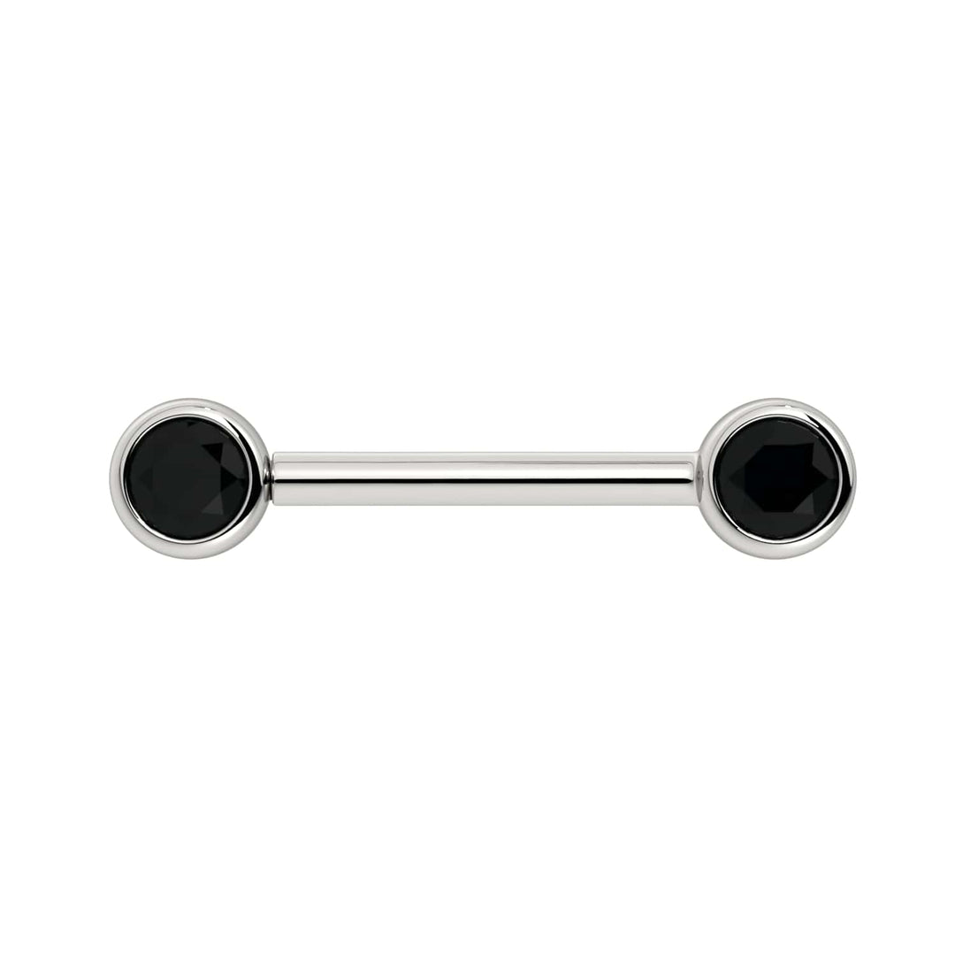 4mm Black Diamond Bezel 14K Gold Nipple Barbell